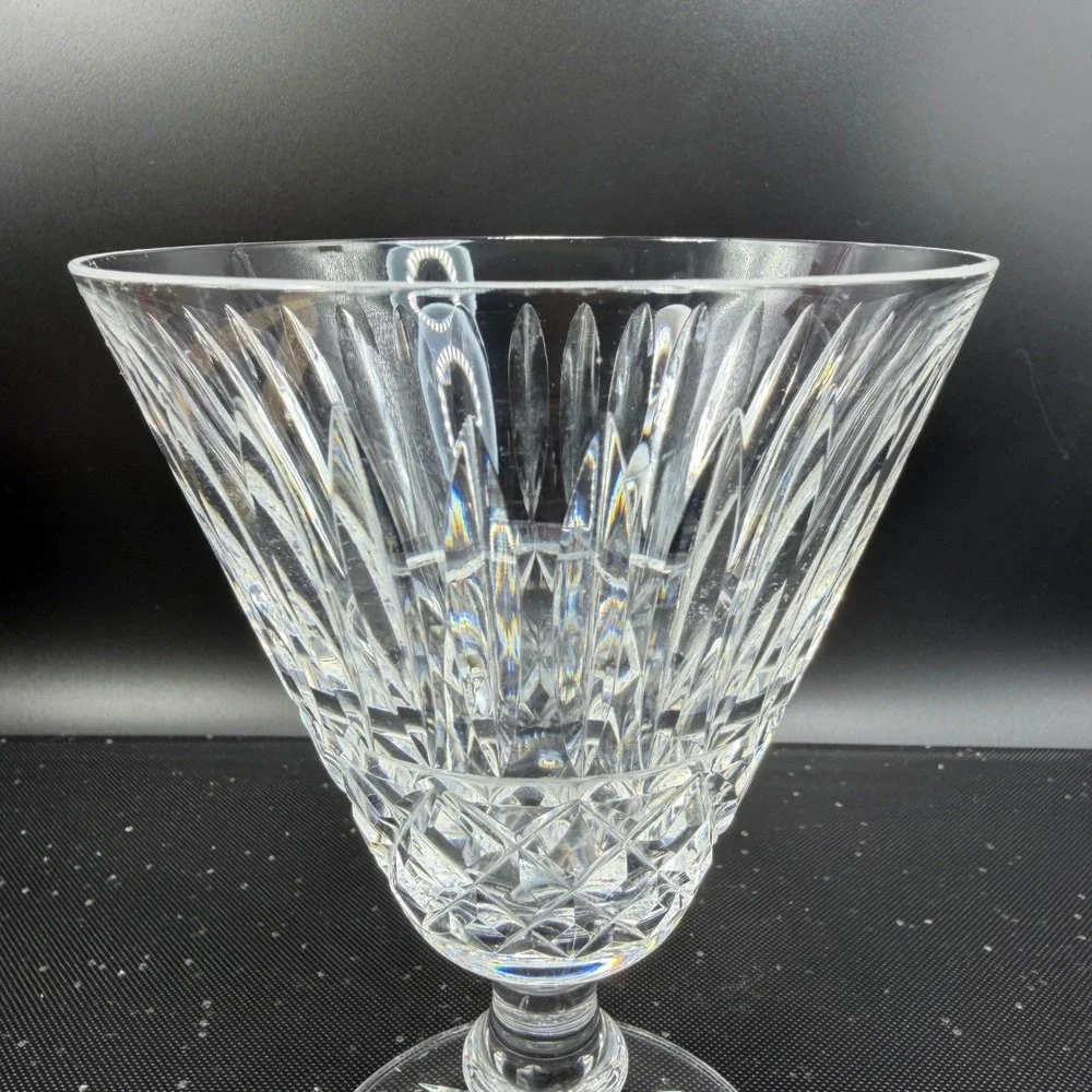 Waterford Crystal Tramore Tall Cups Glasses Set of 2 Cut Glass Goblets Signed‎